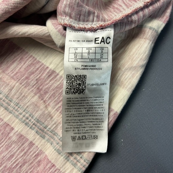 Guess Originals Striped T-Shirt Men's Large Logo Crewneck Red Pink Retro Casual - Picture 4 of 8